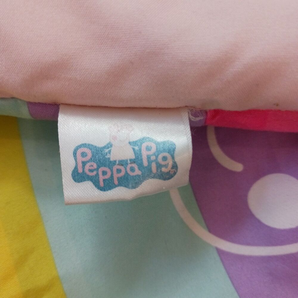 2003 PEPPA PIG & UNICORN Twin Comforter Pink & Rainbow Reversible 71x 81.5 Vntg - Picture 13 of 16